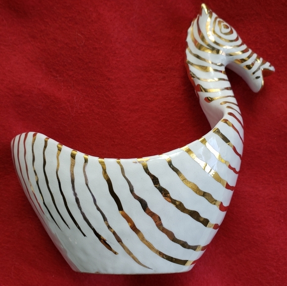 VINTAGE BITOSSI/ZEBRA BOWL/ITALY/GOLD ON WHITE - Picture 8 of 10